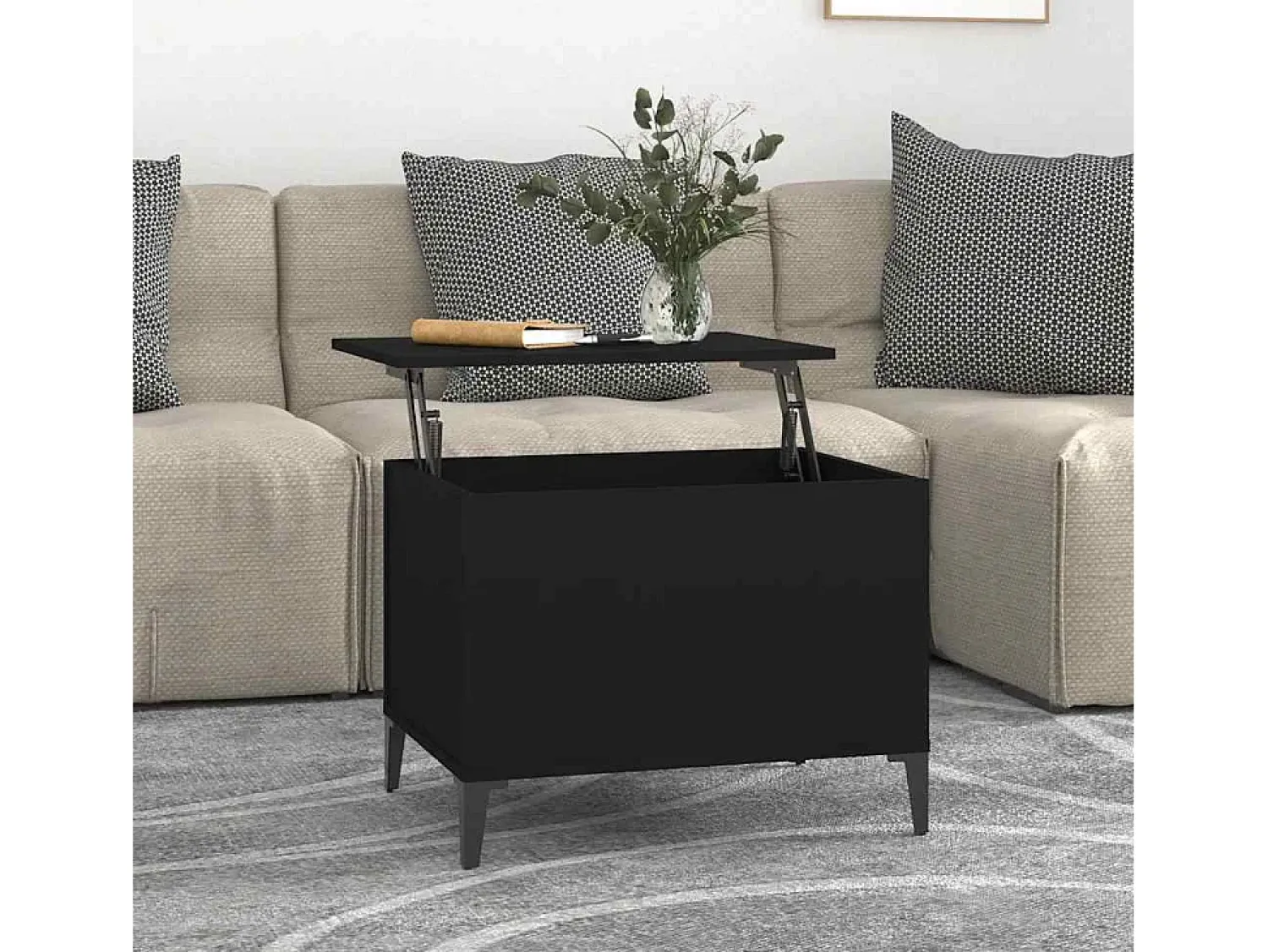 Mesa De Centro| Mesa de centro | Mesa de apoio 60x44.5x45 cm derivados de madeira Preto