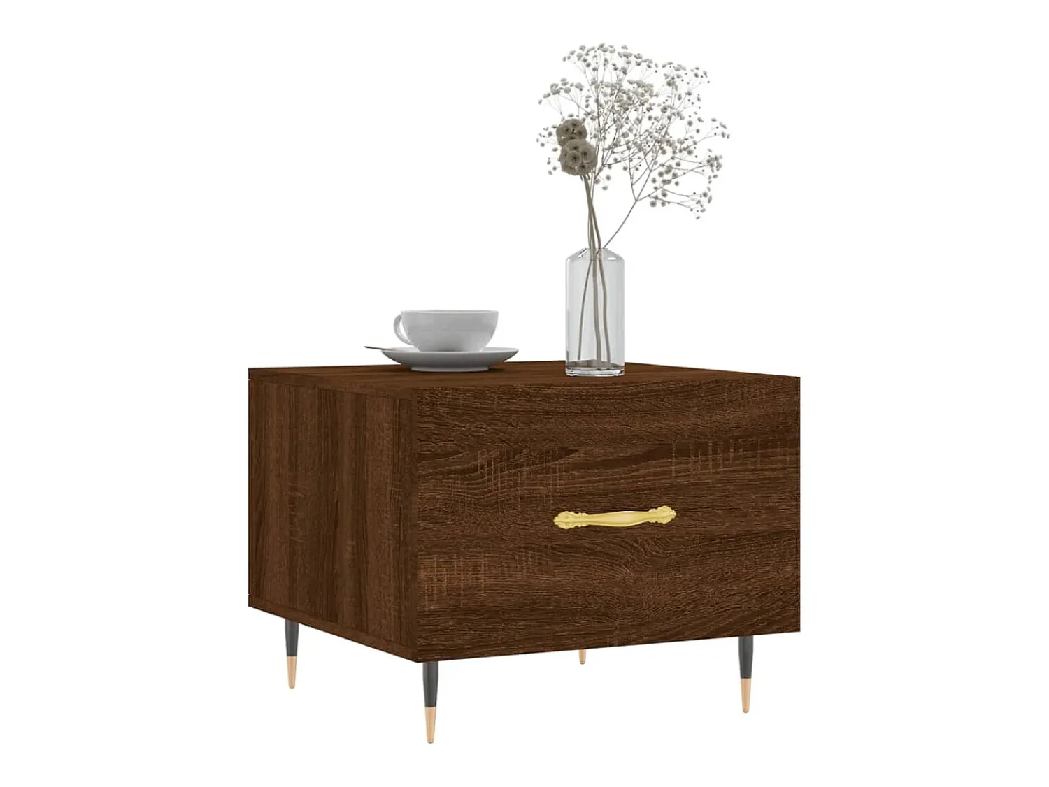 Mesa De Centro* Mesa de centro | Mesa de apoio 50x50x40 cm derivados madeira carvalho Castanho