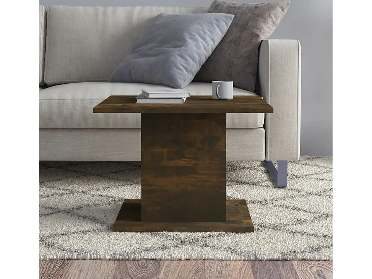 Mesa de centro | Mesa de apoio 55.5x55.5x40cm derivados madeira carvalho fumado^ Mesa De Centro