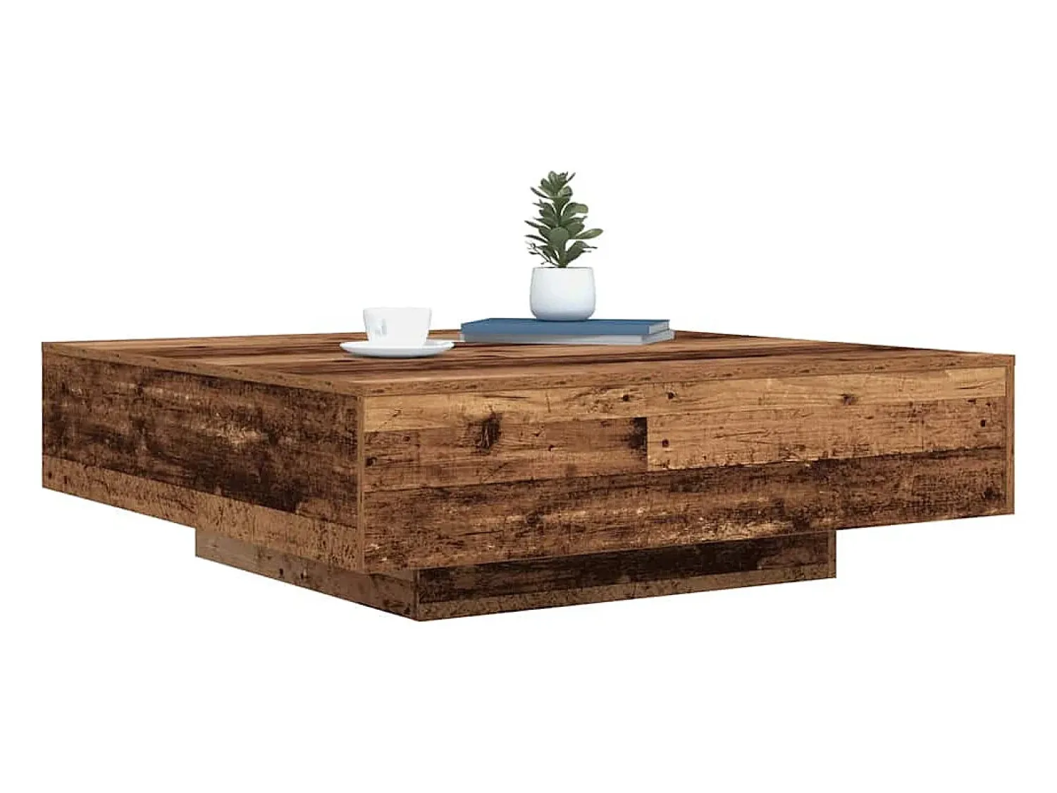 Mesa de centro | Mesa de apoio | Mesa de café Madeira antiga 100x100x31 cm Castanho