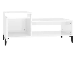 Mesa De Centro* Mesa de centro | Mesa de apoio 100x50x45 cm derivados madeira brilhante Branco