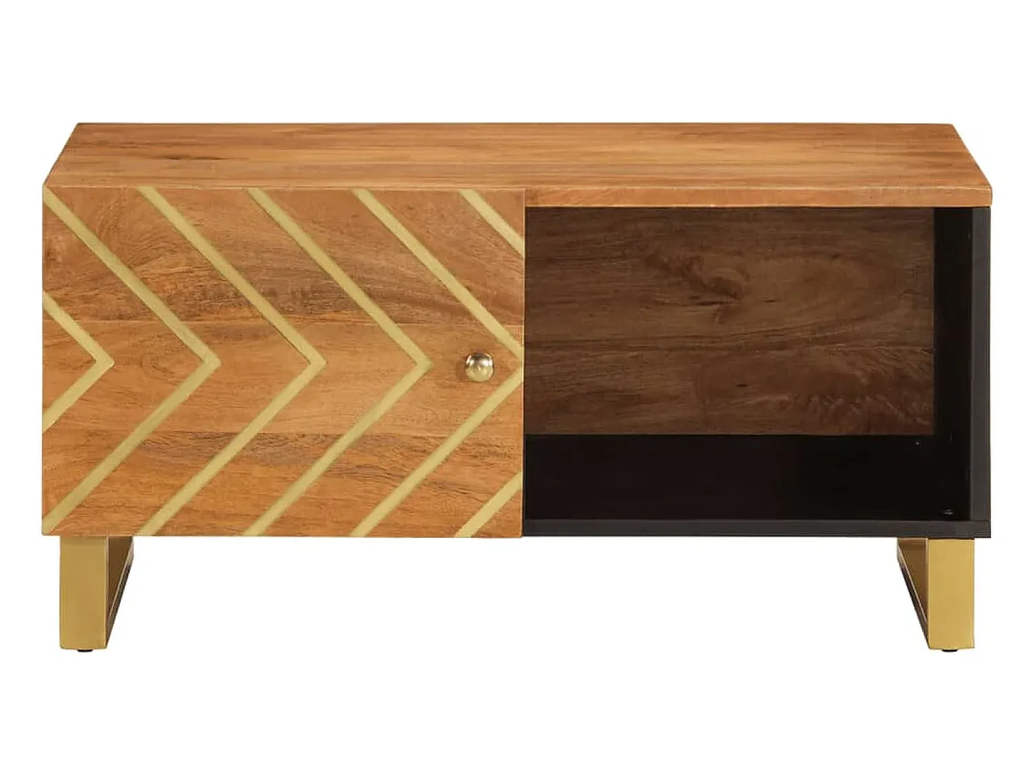 Mesa De Centro* Mesa de centro | Mesa de apoio 80x50x40 cm mangueira maciça e preto Castanho
