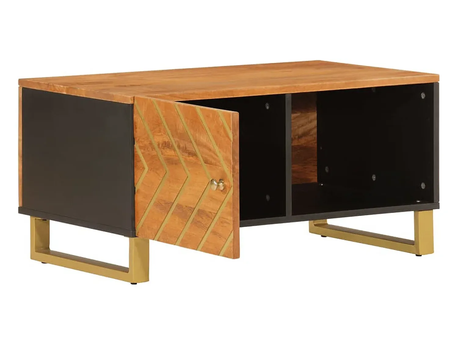 Mesa De Centro* Mesa de centro | Mesa de apoio 80x50x40 cm mangueira maciça e preto Castanho