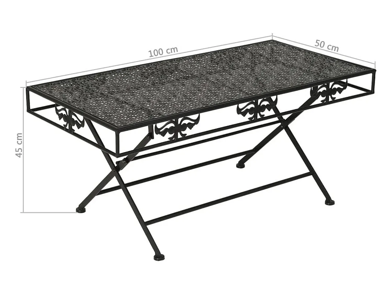 Mesa de centro | Mesa de apoio | Mesa de café dobrável estilo vintage metal 100x50x45 cm^ Mesa De Centro