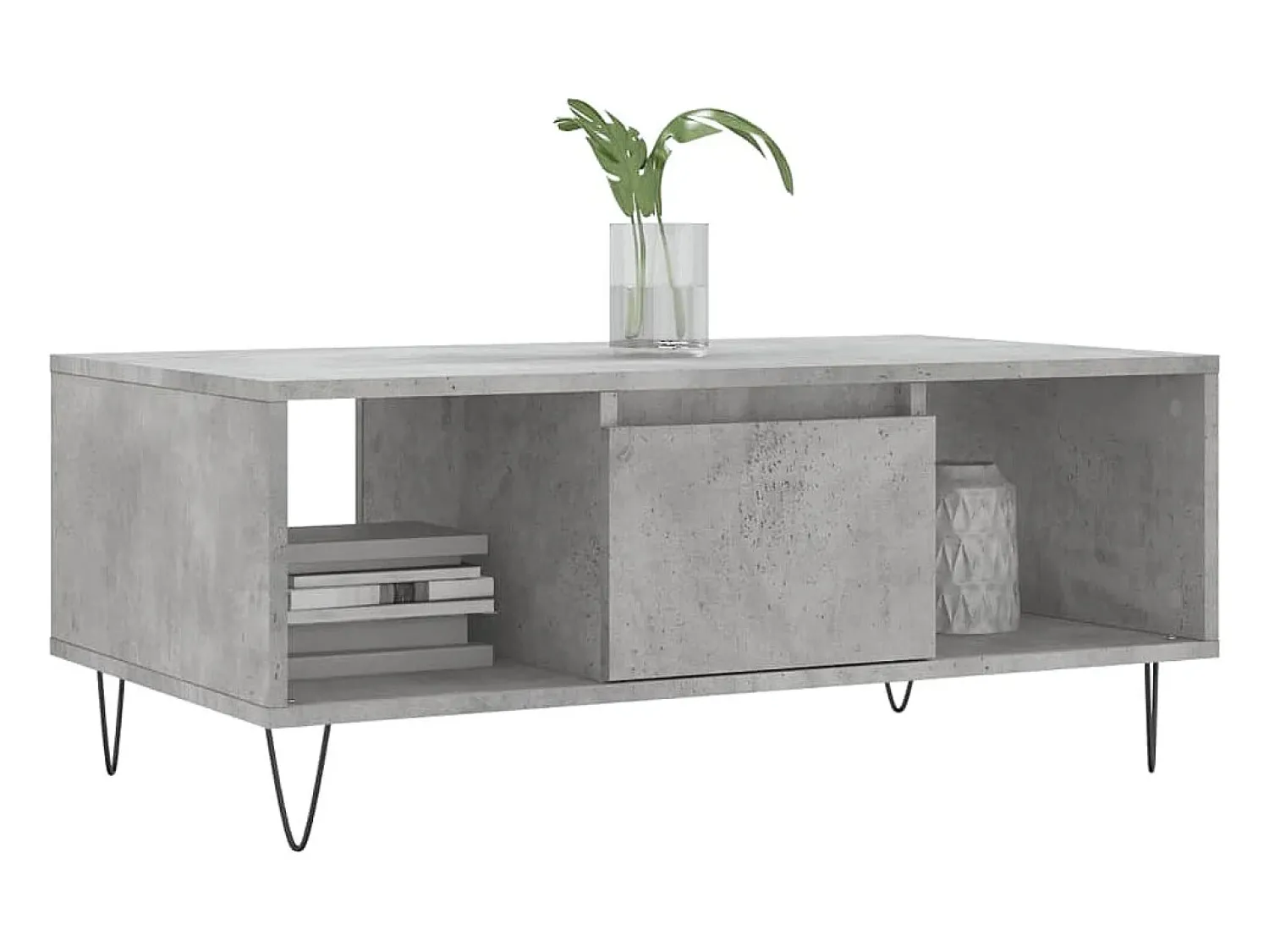 Mesa De Centro| Mesa de centro | Mesa de apoio 90x50x36.5 cm derivados madeira cimento Cinzento