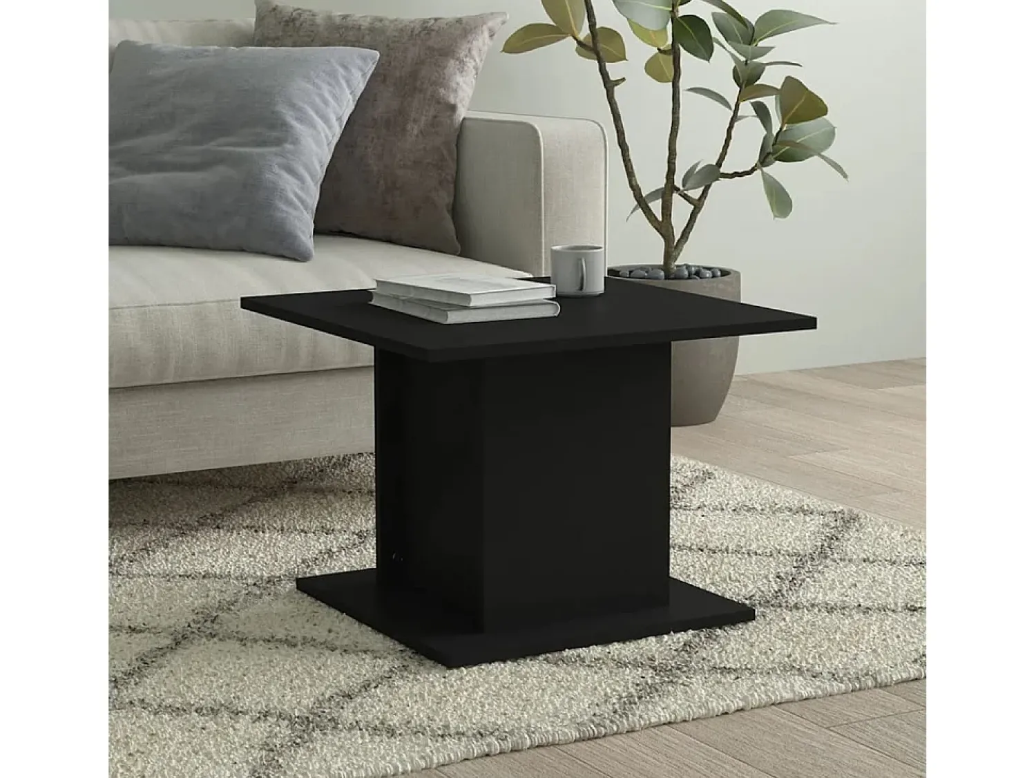 Mesa De Centro| Mesa de centro | Mesa de apoio 55.5x55.5x40 cm derivados de madeira Preto