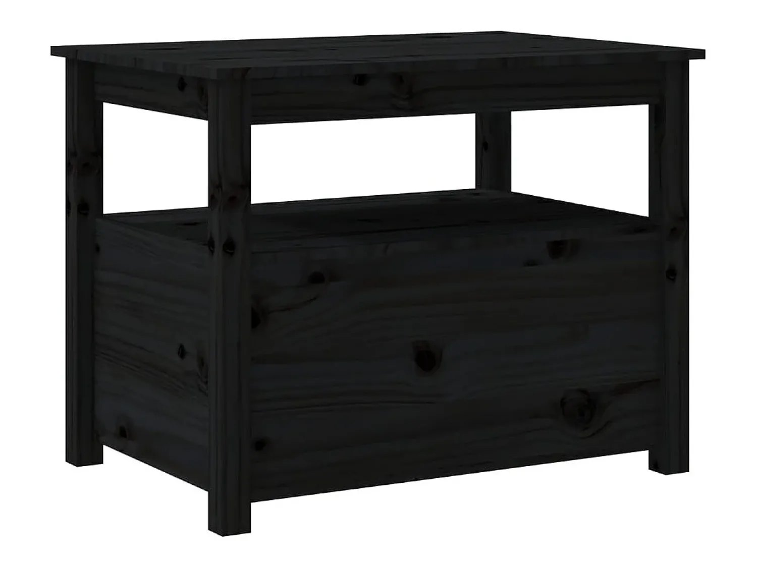 New Mesa de centro | Mesa de apoio 71x49x55 cm pinho maciço Preto