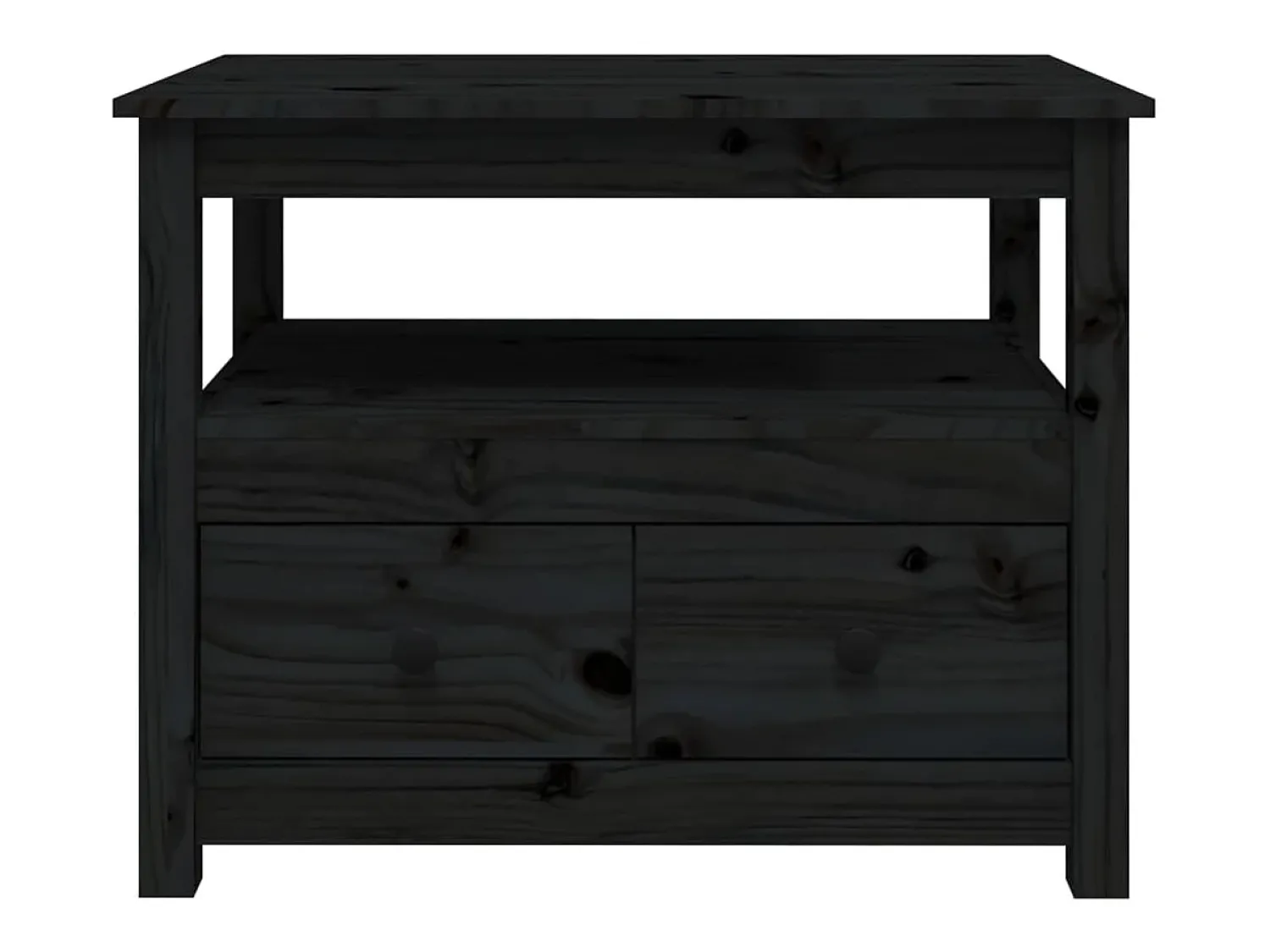 New Mesa de centro | Mesa de apoio 71x49x55 cm pinho maciço Preto