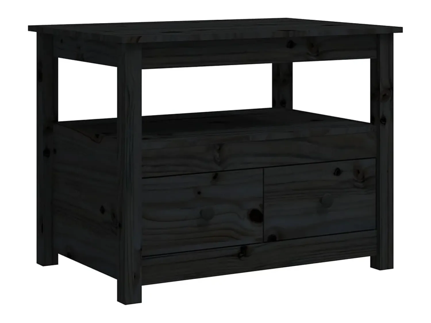New Mesa de centro | Mesa de apoio 71x49x55 cm pinho maciço Preto