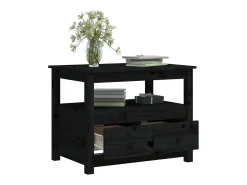 New Mesa de centro | Mesa de apoio 71x49x55 cm pinho maciço Preto