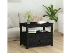New Mesa de centro | Mesa de apoio 71x49x55 cm pinho maciço Preto