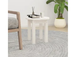 Mesa De Centro| Mesa de centro | Mesa de apoio Ø 35x35 cm madeira de pinho maciça Branco