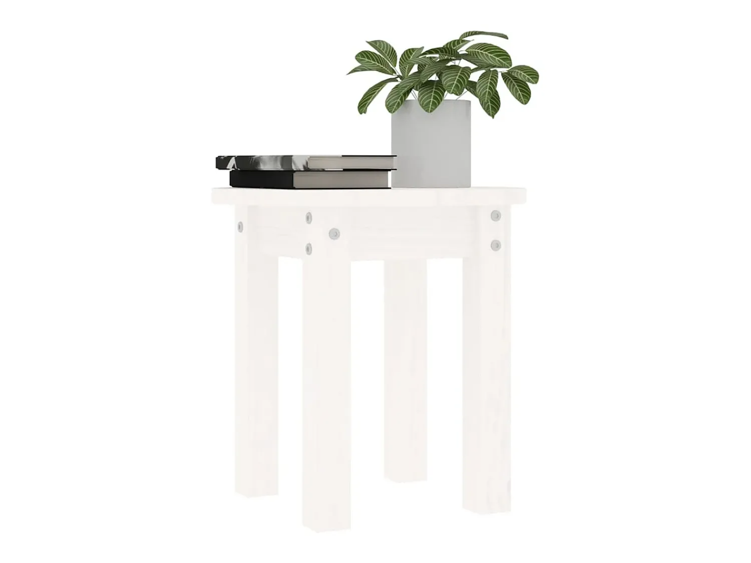 Mesa De Centro| Mesa de centro | Mesa de apoio Ø 35x35 cm madeira de pinho maciça Branco