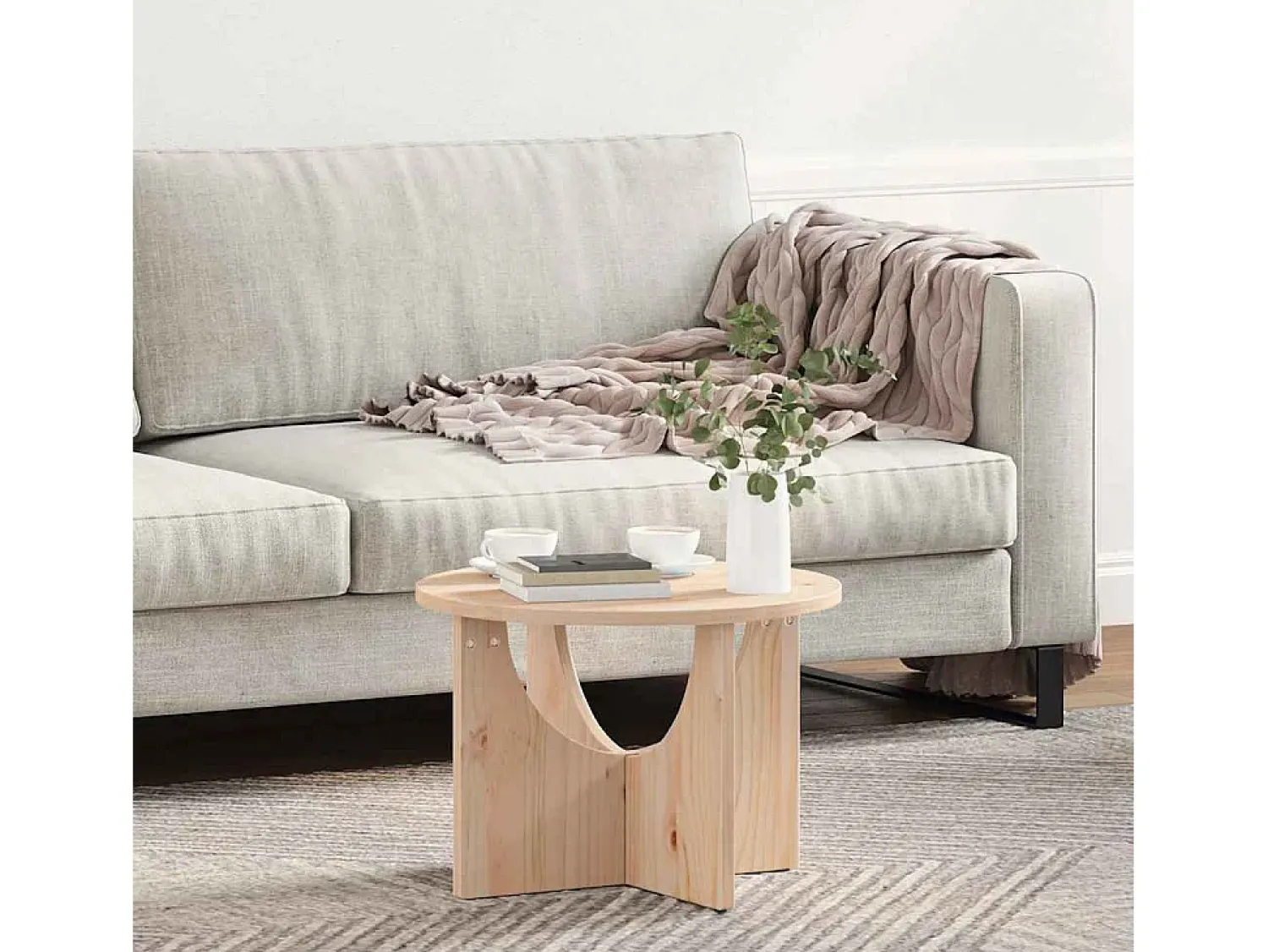 Mesa De Centro| Mesa de centro | Mesa de apoio Natural 50x50x35 cm Madeira de pinho maciça Castanho