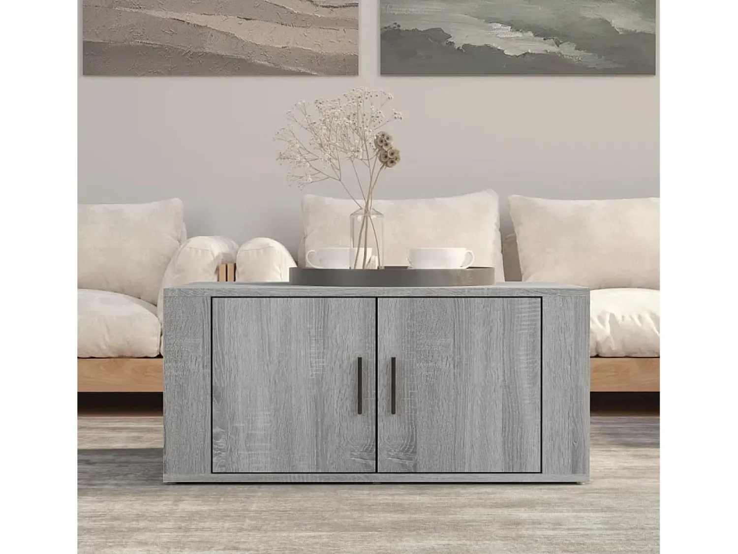Mesa De Centro* Mesa de centro | Mesa de apoio 80x50x36 cm derivados de madeira cinza sonoma Cinzento