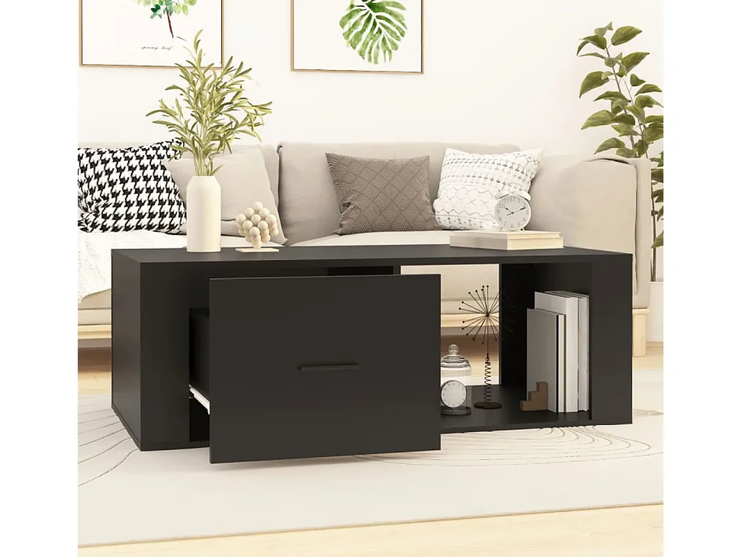 Mesa de centro | Mesa de apoio 100x50.5x35 cm derivados de madeira^ Mesa De Centro