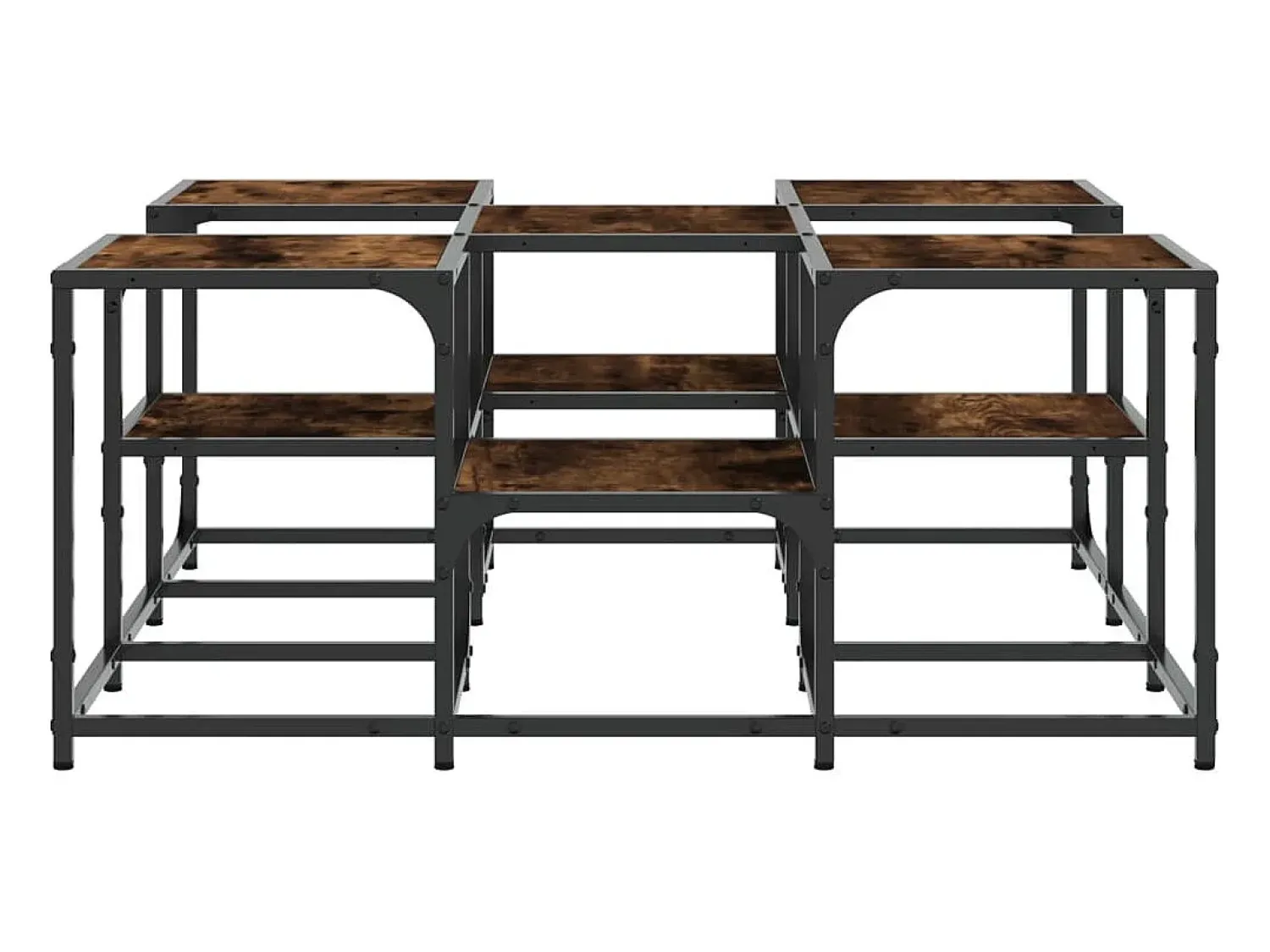 New Mesa de centro | Mesa de apoio 91x91x40 cm derivados de madeira carvalho fumado Castanho