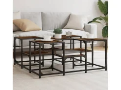 New Mesa de centro | Mesa de apoio 91x91x40 cm derivados de madeira carvalho fumado Castanho