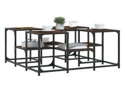New Mesa de centro | Mesa de apoio 91x91x40 cm derivados de madeira carvalho fumado Castanho