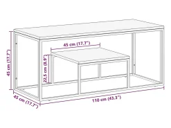 Mesa de centro | Mesa de apoio | Mesa de café aço inoxidável/madeira de acácia maciça Prateado
