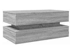 New Mesa de centro | Mesa de apoio com luzes LED 90x50x40 cm sonoma Cinzento