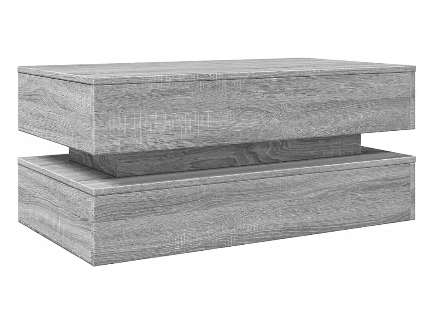 New Mesa de centro | Mesa de apoio com luzes LED 90x50x40 cm sonoma Cinzento