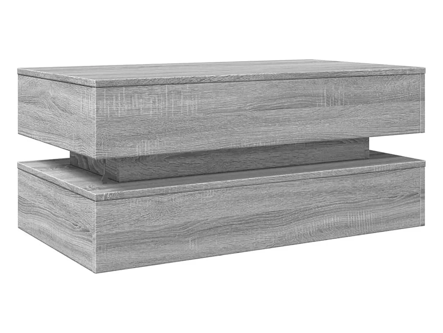 New Mesa de centro | Mesa de apoio com luzes LED 90x50x40 cm sonoma Cinzento