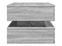 New Mesa de centro | Mesa de apoio com luzes LED 90x50x40 cm sonoma Cinzento