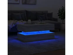 New Mesa de centro | Mesa de apoio com luzes LED 90x50x40 cm sonoma Cinzento
