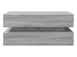 New Mesa de centro | Mesa de apoio com luzes LED 90x50x40 cm sonoma Cinzento