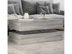 New Mesa de centro | Mesa de apoio com luzes LED 90x50x40 cm sonoma Cinzento
