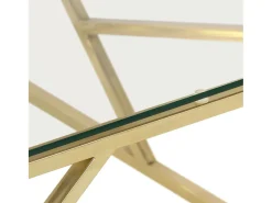 Hot Mesa de centro | Mesa de apoio aço inoxidável e vidro temperado dourado Cor de laranja