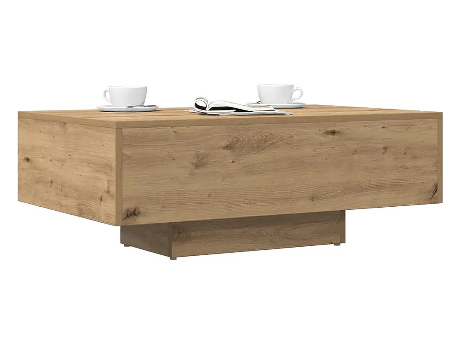 Mesa De Centro* Mesa de centro | Mesa de apoio | Mesa de café 85x55x31 cm deriv. madeira carvalho artisiano Castanho