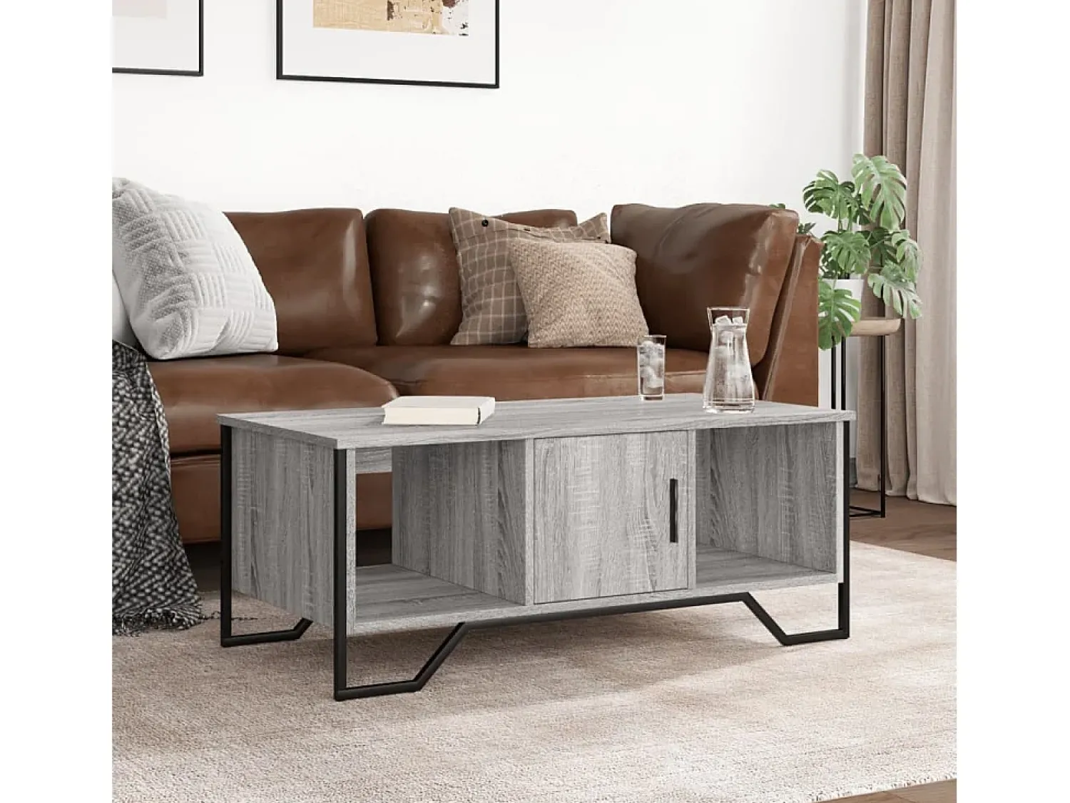 Mesa de centro | Mesa de apoio 100x51x40cm derivados de madeira sonoma^ Mesa De Centro