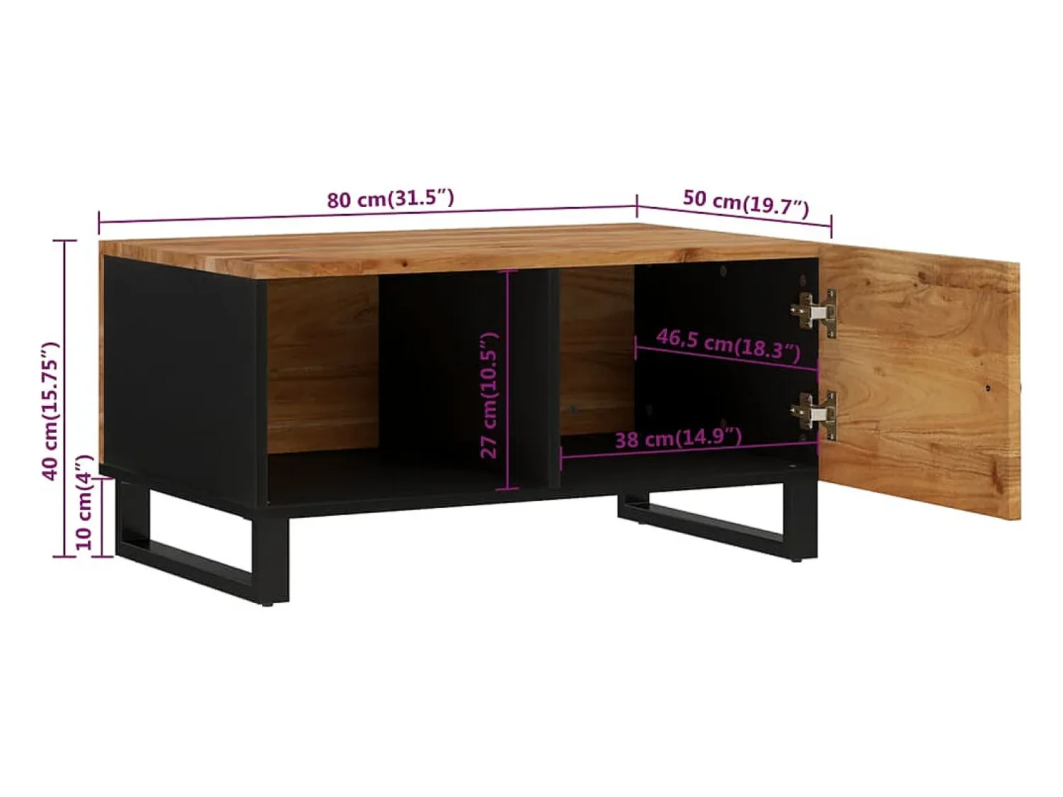Sale Mesa de centro | Mesa de apoio | Mesa de café 80x50x40 madeira de acácia maciça/deriv. madeira Castanho