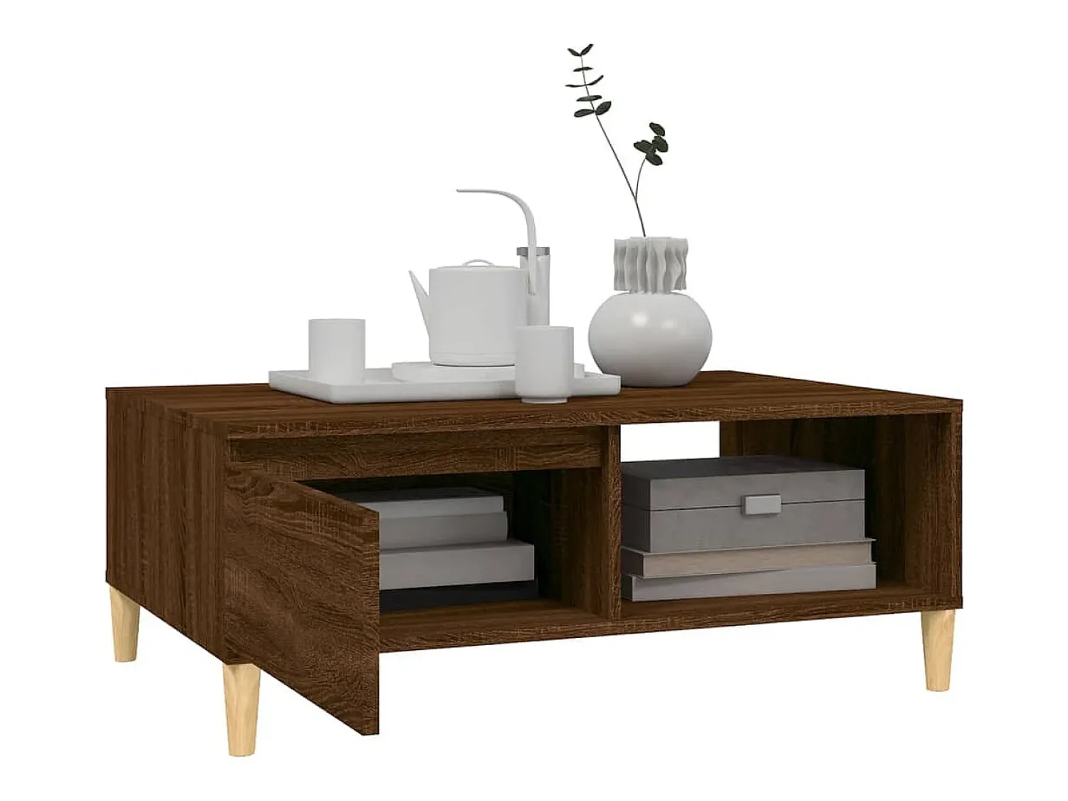 Outlet Mesa de centro | Mesa de apoio 90x60x35 cm derivados madeira carvalho Castanho