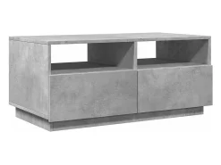 Mesa De Centro| Mesa de centro | Mesa de apoio com luzes LED 90x49x40 cm cimento Cinzento