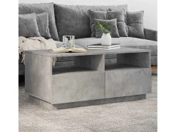 Mesa De Centro| Mesa de centro | Mesa de apoio com luzes LED 90x49x40 cm cimento Cinzento