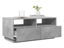 Mesa De Centro| Mesa de centro | Mesa de apoio com luzes LED 90x49x40 cm cimento Cinzento