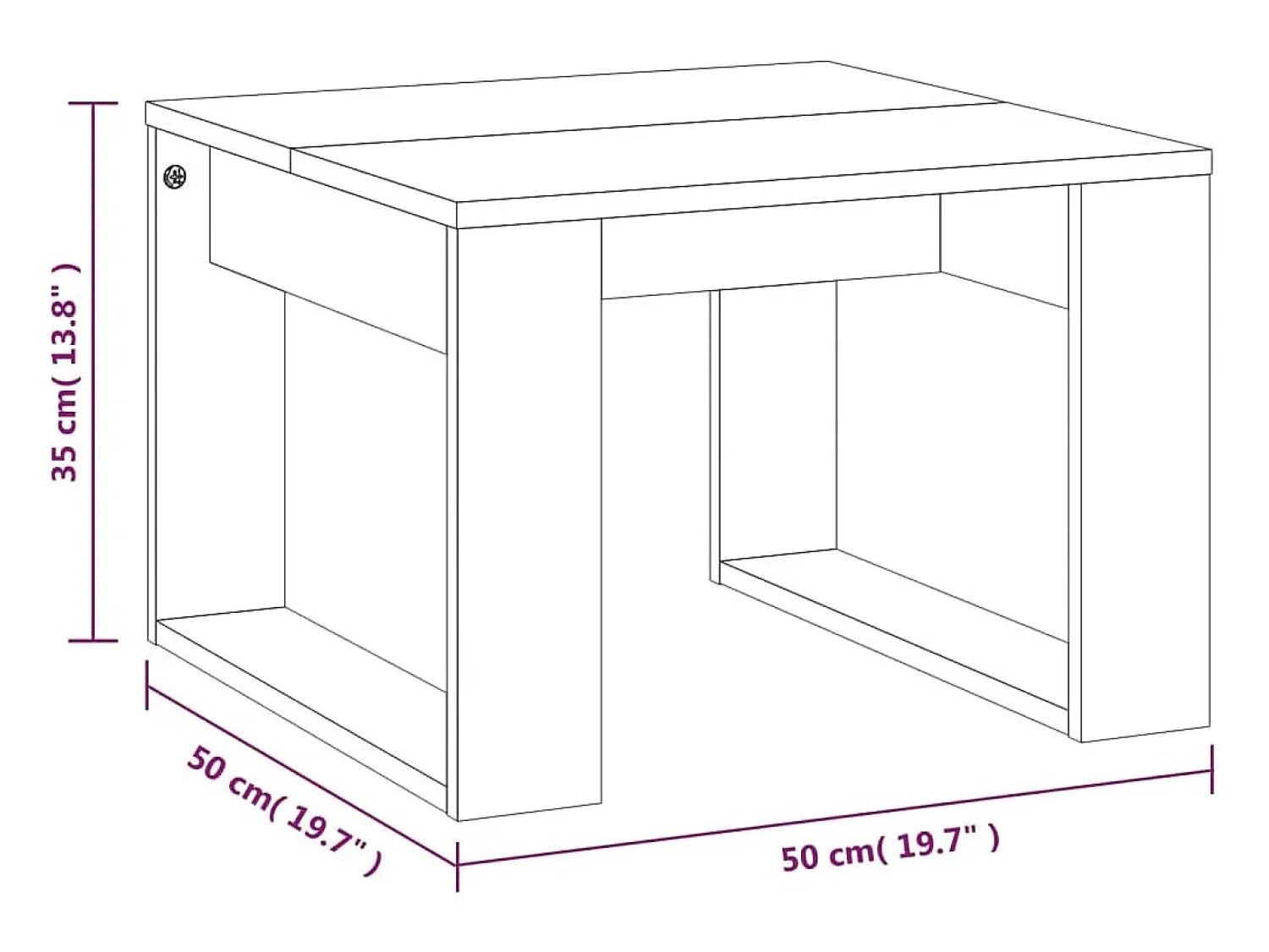 Mesa De Centro* Mesa de centro | Mesa de apoio 50x50x35 cm derivados de madeira carvalho fumado Castanho