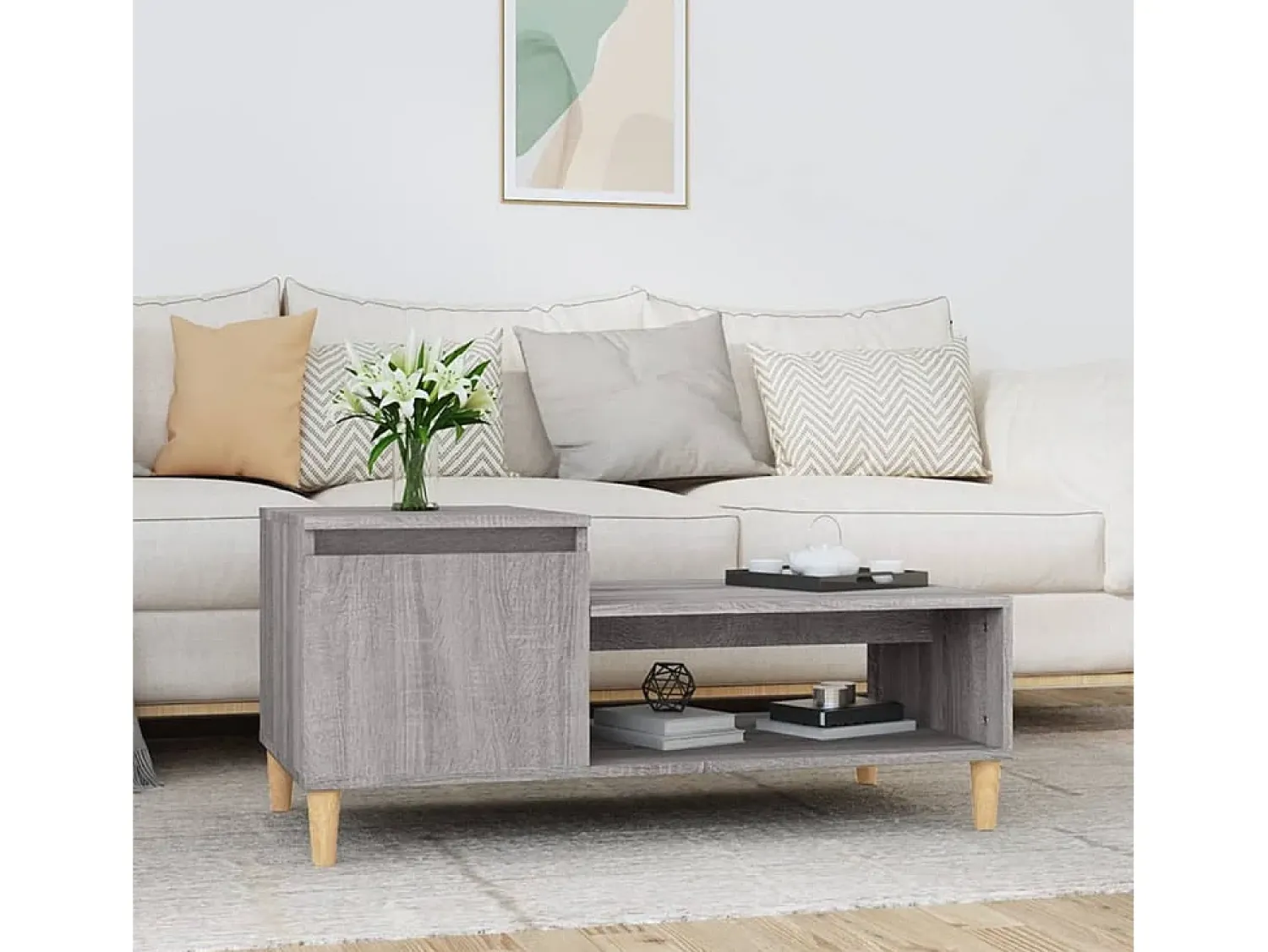Clearance Mesa de centro | Mesa de apoio 100x50x45 cm derivados madeira sonoma Cinzento
