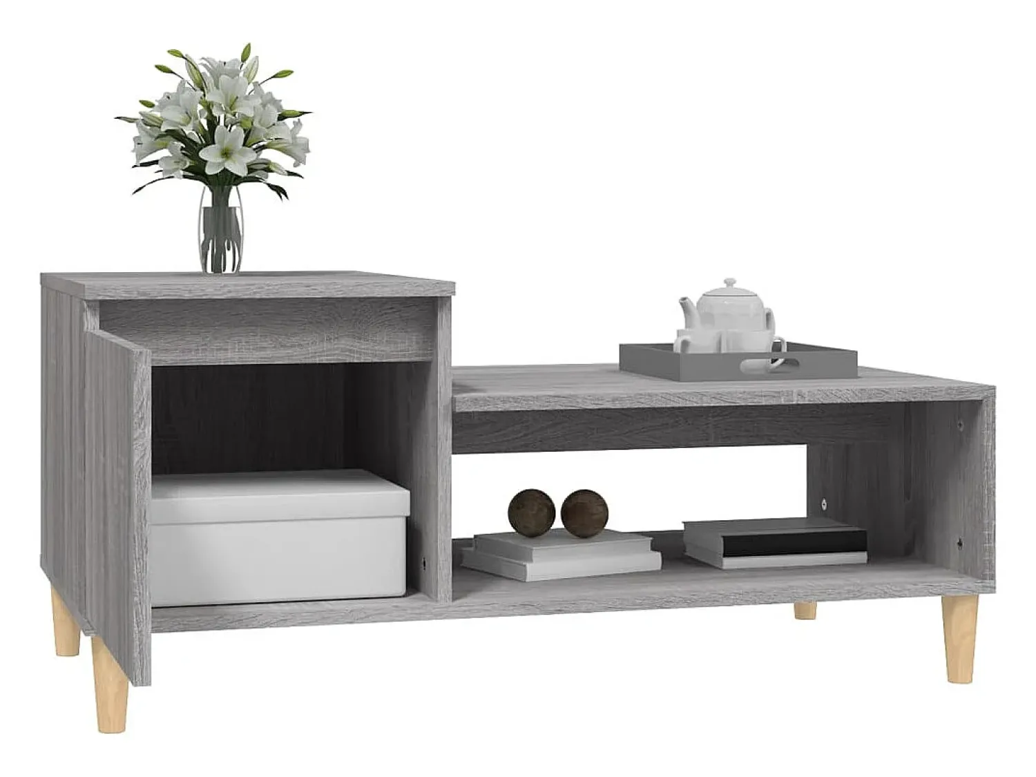 Clearance Mesa de centro | Mesa de apoio 100x50x45 cm derivados madeira sonoma Cinzento