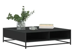 Mesa De Centro| Mesa de centro | Mesa de apoio 100x100x30 cm derivados de madeira/metal Preto