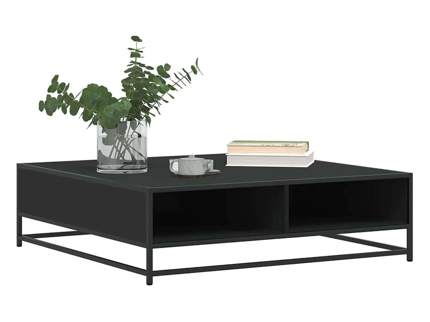 Mesa De Centro| Mesa de centro | Mesa de apoio 100x100x30 cm derivados de madeira/metal Preto