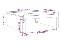 Mesa de centro | Mesa de apoio | Mesa de café 100x100x35 cm derivados madeira carvalho artisiano^ Mesa De Centro