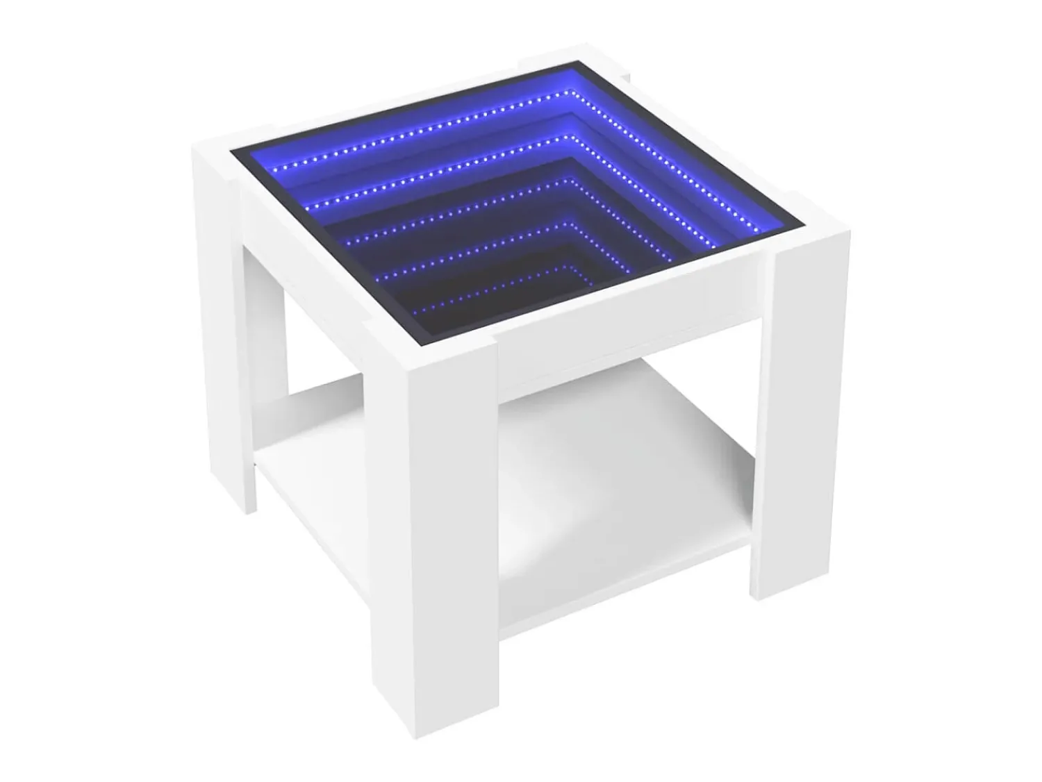 Mesa De Centro| Mesa de centro | Mesa de apoio c/ LEDs 53x53x45 cm derivados de madeira Branco