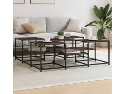 Best Mesa de centro | Mesa de apoio 121x121x40cm derivados madeira carvalho Castanho