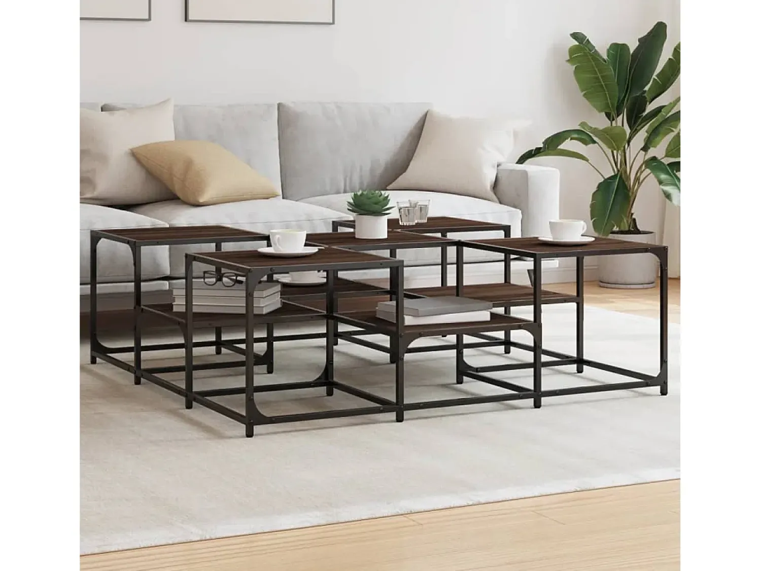 Best Mesa de centro | Mesa de apoio 121x121x40cm derivados madeira carvalho Castanho