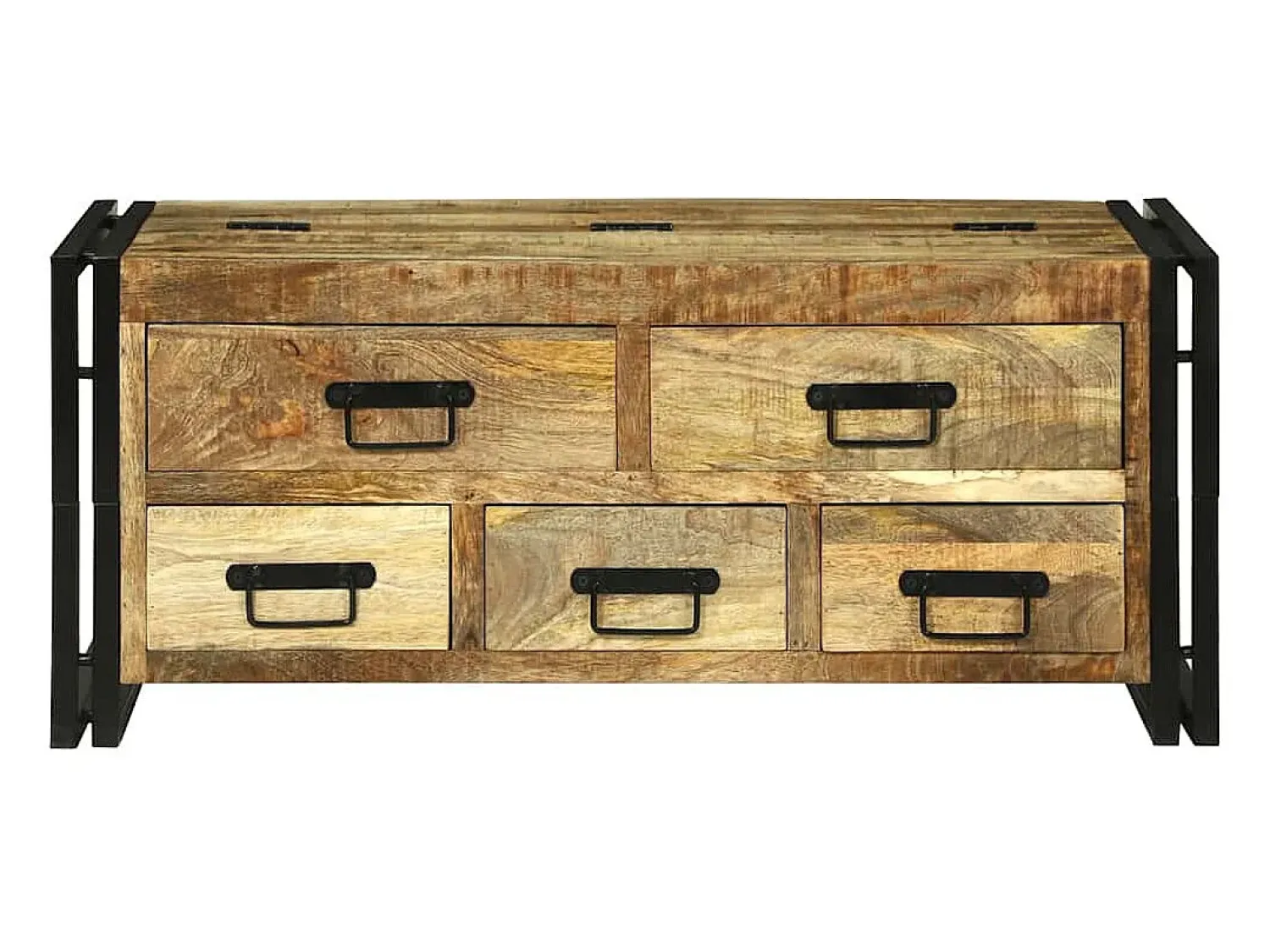 Mesa De Centro* Mesa de centro | Mesa de apoio | Mesa de café Madeira de mangueira áspera maciça Castanho