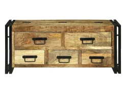 Mesa De Centro* Mesa de centro | Mesa de apoio | Mesa de café Madeira de mangueira áspera maciça Castanho